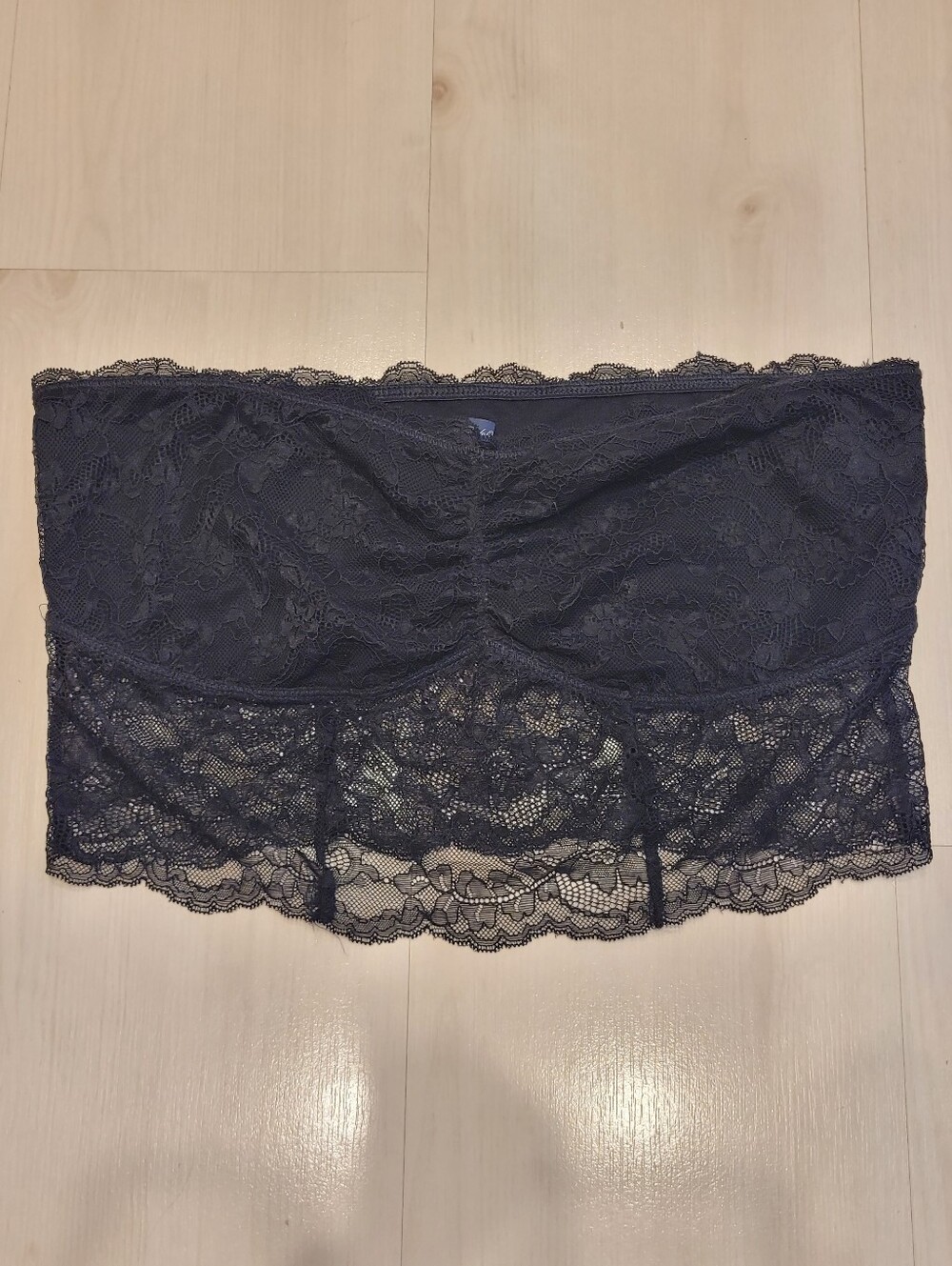 NEW American Eagle Lace Ruched Bandeau Bralette Black Tube Top